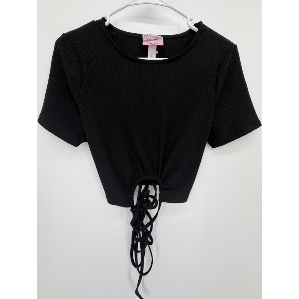Future Collective x Alani Noelle black ribbed drawstring crop top M